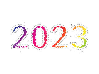 Happy New Year 2023 Banner. Wallpaper Background. Decoration. Vector Illustration