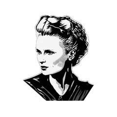 Marie Curie portrait on a transparent background