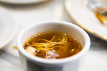Noodles made by kneading flour and stuffed with green onions and vegetables, Korean traditional food,