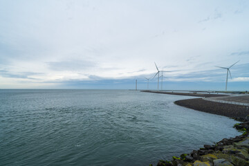 Windturbines at Neeltje Jans island, The Netherlands