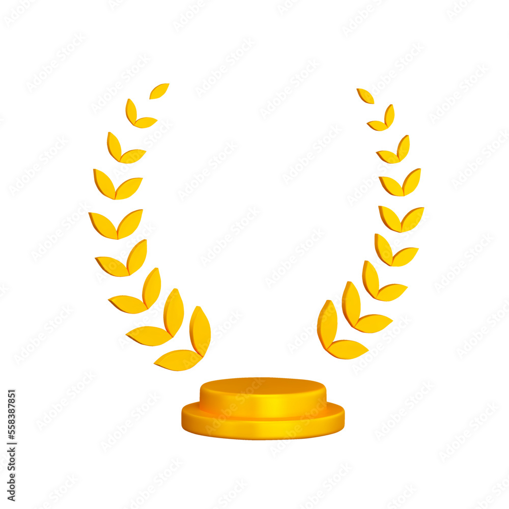 Poster reward with a wreath. isolated 3d object on a transparent background