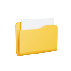 File folder 3d icon. binder with files inside. Isolated object on a transparent background