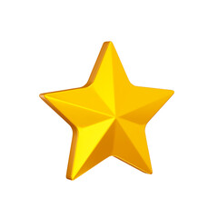 Gold Star 3d icon. Five-pointed gold star. Isolated object on a transparent background