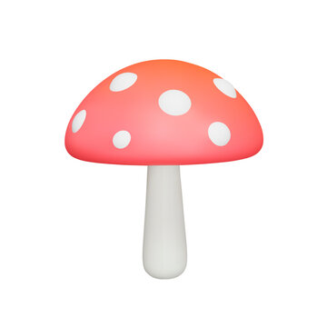 Mushroom 3d icon. fly agaric. The plant. Isolated object on a transparent background