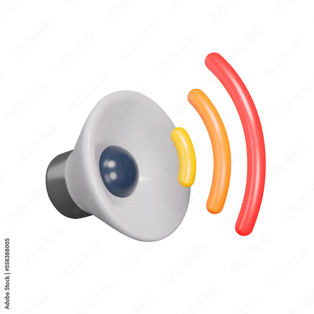 Poster sound speaker with waves 3d icon. sound volume. music, sound. isolated object on a transparent backg