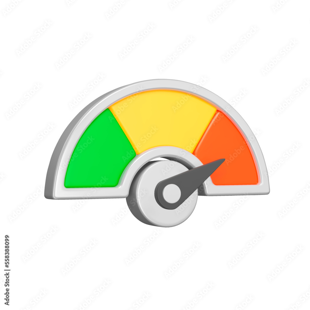Poster scale with an arrow 3d icon. credit rating. speedometer. isolated object on a transparent background