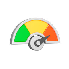Scale with an arrow 3d icon. Credit rating. Speedometer. Isolated object on a transparent background