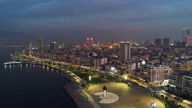 Drone view of izmir Alsancak cordon