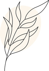 Leaves and flowers line art Contemporary floral design