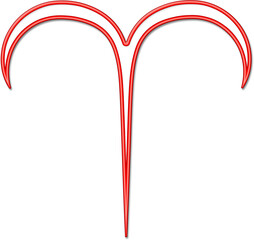 Aries Zodiac Symbol in Neon red