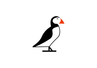 Simple Puffin Logo Design Vector
