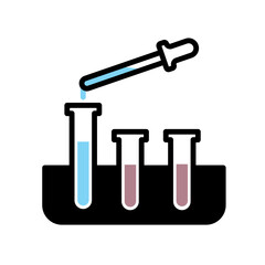 Medical analysis test tube, microscope. Vector illustration for laboratory web page.
