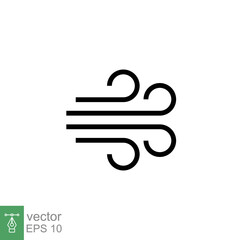 Wind icon. Simple flat style. Air blow, windy, ocean cloud, wind speed, meteorology concept. Solid symbol. Vector illustration design isolated on white background. EPS 10