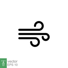 Wind icon. Simple flat style. Air blow, windy, ocean cloud, wind speed, meteorology concept. Solid symbol. Vector illustration design isolated on white background. EPS 10