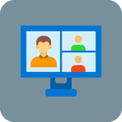 Video Conference Multicolor Round Corner Flat Icon