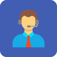 Call Center Agent Multicolor Round Corner Flat Icon