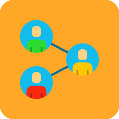 Network Multicolor Round Corner Flat Icon