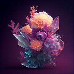 Crystalized bouquet of flowers ai art