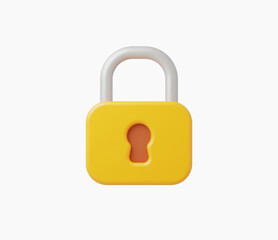 3d Realistic Yellow Locked padlock vector illustration © murniati