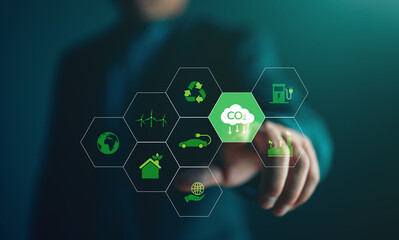 concept of Reduce greenhouse gas emission for climate change and sustainable, save earth, educe global warming, Save energy, use renewable energy, protect the environment.