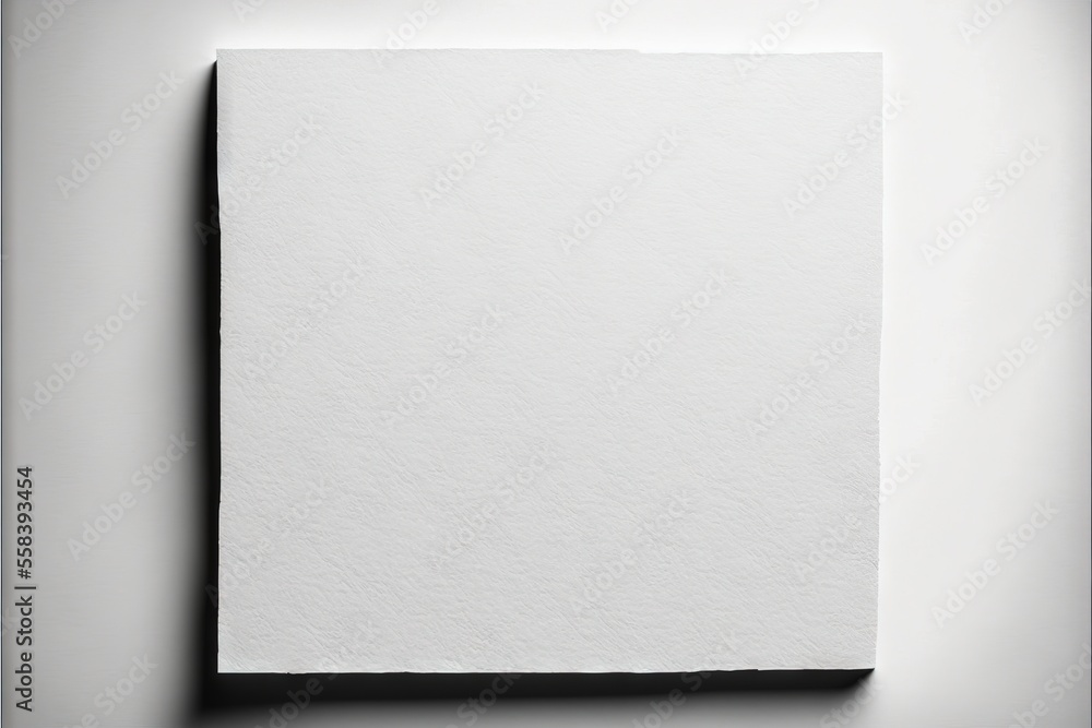 Poster a square piece of white paper on a white surface with a black border around the edges of the paper a