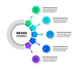 Infographic template. Circle with 5 steps and icons