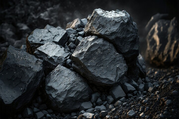 Bituminous coal in a coal mine. Generative AI. - obrazy, fototapety, plakaty