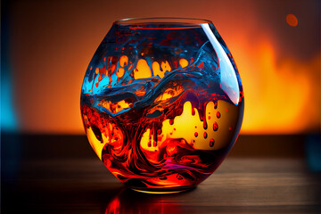Lava lamp within a sphere of water ai art