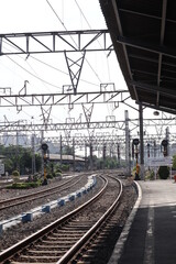 Fototapeta premium The railway view from commuterline station in Jakarta, Indonesia