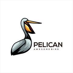 pelican illustration logo design