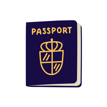 Passport, ID document. Legal pass, book cover with abstract national emblem. Closed identification pasport of citizenship, nationality. Flat vector illustration isolated on white background