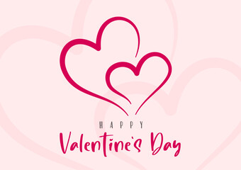 Happy Valentine's Day lettering and hearts. Card template. Vector illustration