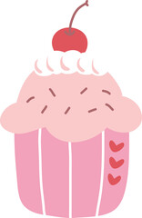 Kawaii Valentine Cupcake Illustration Heart Decoration