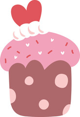 Kawaii Valentine Cupcake Illustration Heart Decoration