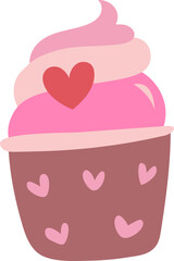 Kawaii Valentine Cupcake Illustration Heart Decoration