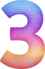 Number 3 Gradient colorful alphabet