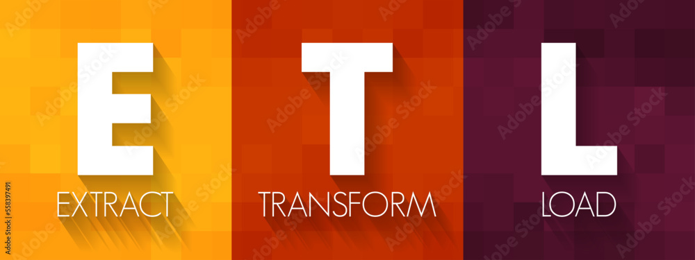 Poster etl - extract transform load is a three-phase process where data is extracted, transformed and loade
