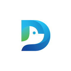 Dog logo with letter D concept