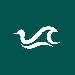 mallard duck logo with wave concept