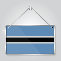 Flag of Botswana. The symbol of the state in the pennant hanging on the rope, rectangle hanging. Vector Illustration EPS10.