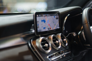 technology in car with GPS navigator for combine with interior design in luxury car lead a journey