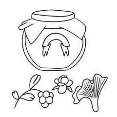 Autumn Collection, set. Marinades, mushrooms, berries, fruits and jams