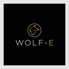 wolf flat minimalist line art logo template vector illustration design