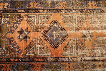 Textures and patterns in color from woven carpets