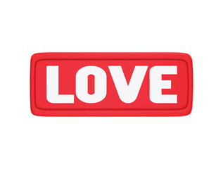 Love text with 3d vector icon cartoon minimal style illustration