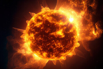 Sun or solar energy, sun corona, Generative AI