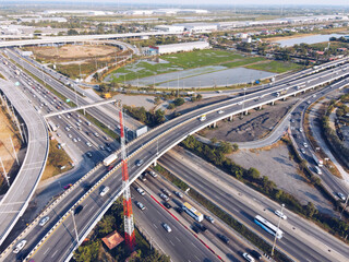 Aerial view traffic on the highway