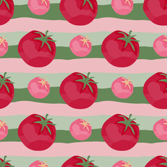 Seamless pattern with tomato. Organic vegetable wallpaper.