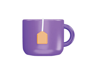 Tea bag and Cup with 3d vector icon cartoon minimal style illustration