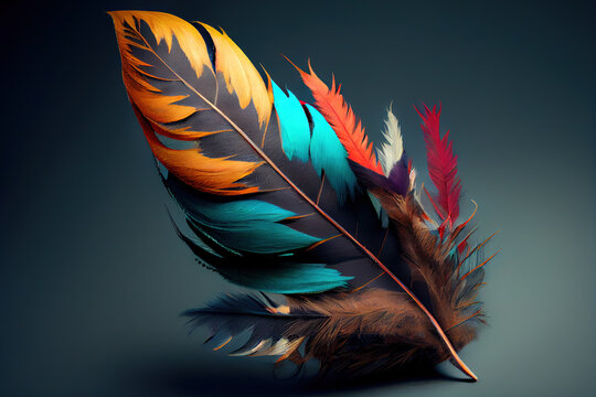 Abstract Multi Colored Feather, Generative AI